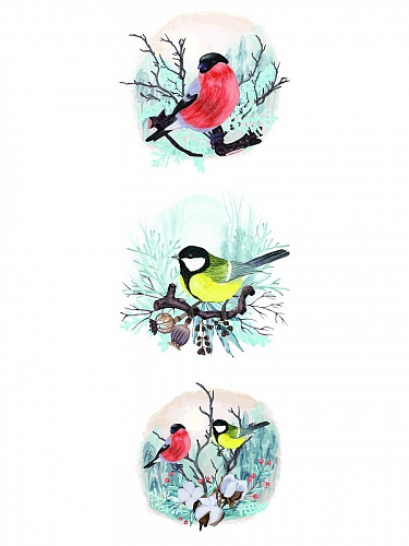 Наклейки декоративные Снегири Наклейки декоративные Снегири snegiri